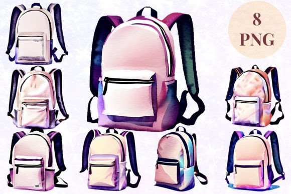 Elevating Brand Identity with Backpack Watercolor 4 Clipart PNG: A Strategic Asset for Modern Creators