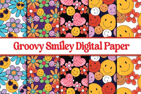Groovy Smiley RETRO Digital Papers
