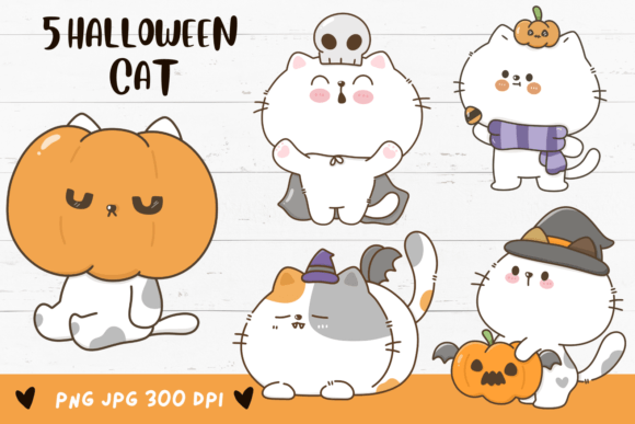 Halloween Cat Clipart. Spooky Cat Kawaii
