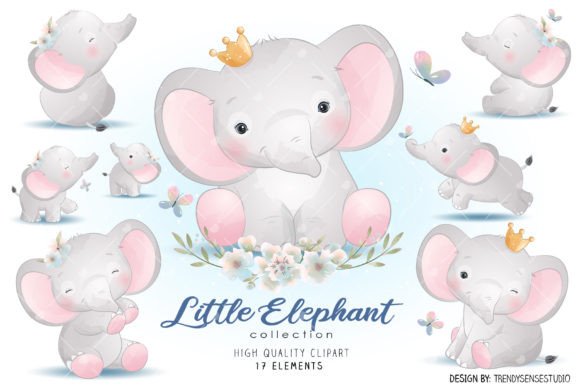 Little Elephant Collection Clipart for Creative Projects