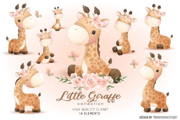 Little Giraffe Collection Clipart for Creative Projects