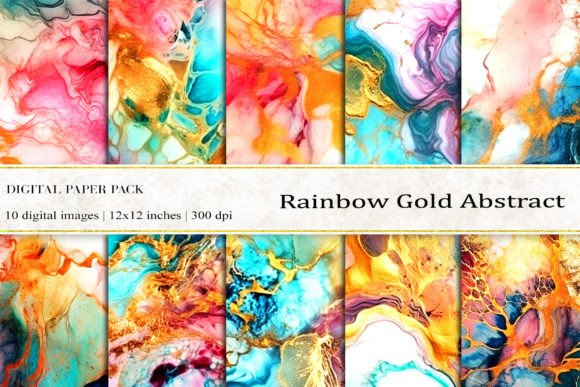 Why Rainbow Gold Abstract Digital Papers Are a Versatile Asset for Modern Designers